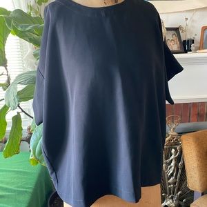 Madewell Black Boxy Top With Tie In Back Oversized Womens Sz large